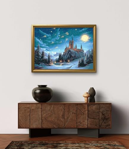 Leczany Cross Stitch Patterns Stamped Kit for Beginners | Embroidery Supplies DIY Craft Kit Needlepoint for Adults Starter | 11CT, 3 Strands | Under the Moon Castle 15.8x22.4 inches - color: 11CT Stamped kits, Under the Moon Castle 15.8x22.4 inches