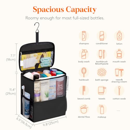 Lifewit Mesh Shower Caddy Bag, Hanging Shower Organizer, Large, Black - color: Black, size: L(9.8"L x 6.5"W x 11.4"H)