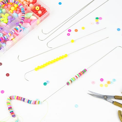 6 PCS Beading Needles 7.4 inch Bead Spinner Needles, 0.7mm Diameter Beaded Needles for Beads Rotating Jewelry Making, DIY Waist Beads, Bracelets, Necklaces