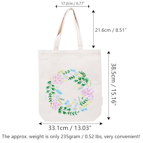 CREAWONDER Canvas Tote Bag Embroidery Kit with Pattern for Beginners, Arts and DIY Embroidery Crafts Kits for Adults, Include Instructions, Thimble, Embroidery Hoops, Color Threads and Tool - color: CR002 huafanyunyu
