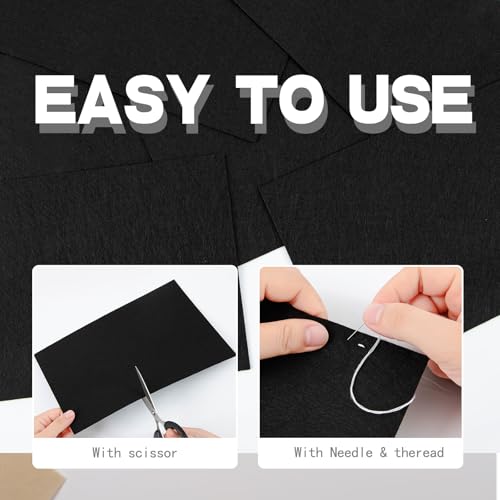 HaoFeiJH Black Felt Squares - 6PCS Felt Sheets - 8x12 A4 Stiff, 1 Color, 2mm Thick, Ideal for Sewing & Crafts - color: 2mm Black