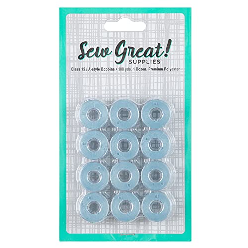 Sew Great Sewing Machine Prewound Bobbin 60 Weight Polyester Thread 12-Pack #508 Venice Blue - color: Venice Blue