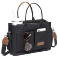 ZHMO Canvas Tote Bag for Women,Women's Bags Crossbody Bags Work Laptop Tote Bag Large Handbags Purse for Travel Nurse Teacher - color: New Upgrade Black With Compartments and Inner Cup Holders