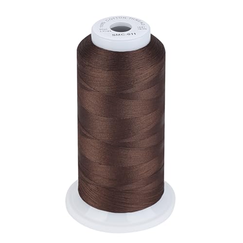 Simthread 100% Cotton Thread 1641 Yards Brown for Sewing Quilting - color: Coffee