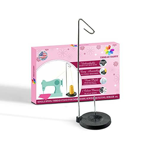Heavy Duty Cast Iron Single Cone Spool Thread Stand Sewing Embroidery Quilt - color: Black