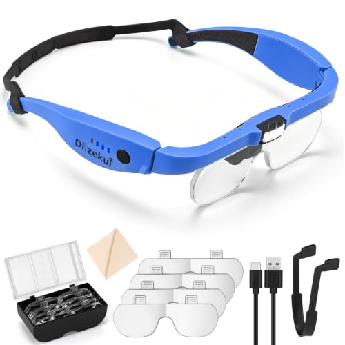 Dilzekui Magnifying Glass w/Light,1.5X-5X Magnifying Glasses Acrylic Lenses - color: Blue