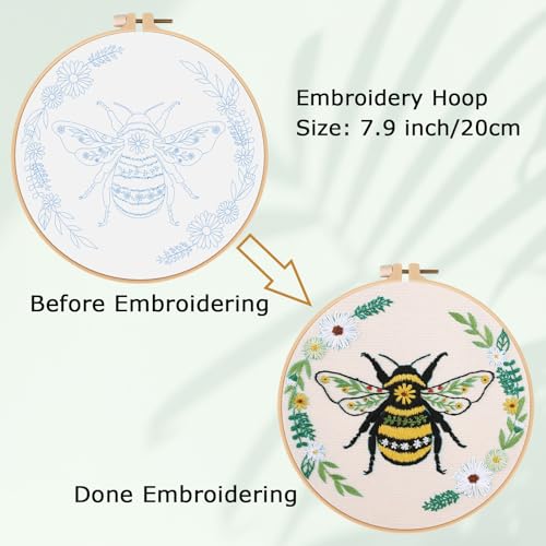 Louise Maelys Bee Embroidery Kit for Beginners Cross Stitch Kit for Adults - color: Kit-3