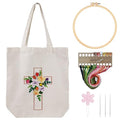 Louise Maelys Cross Floral Embroidery Kit for Beginners Canvas Tote Bag - color: cross lily