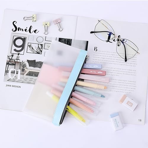 Mr. Pen- 3 Pack Pencil Bags, Kids Pencil Pouch, Clear Makeup Bag - color: Soft Pastel, size: 3 Pack, Medium
