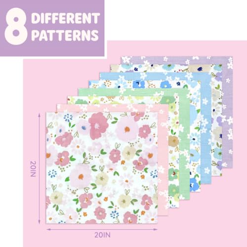 Aubliss 8pcs Fat Quarter Fabric Bundles (100% Cotton - 20'' x 20'') - color: Pastel