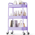TOOLF 3 Tier Metal Rolling Cart, Utility Storage Cart with Wheels, Purple - color: Purple, size: 3-Tier