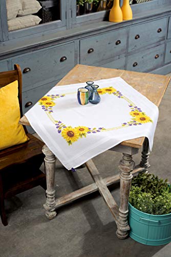 Vervaco Cross Stitch Tablecloth Kit Sunflowers 32" x 32" - size: 32" x 32"