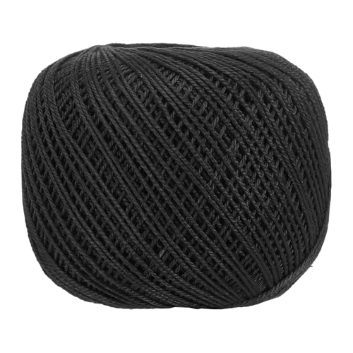 MECCANIXITY Crochet Thread Pearl Cotton Size 3 Black Pearl 164 Yards for Crocheting Tatting Knitting Embroidery Sewing - color: Black