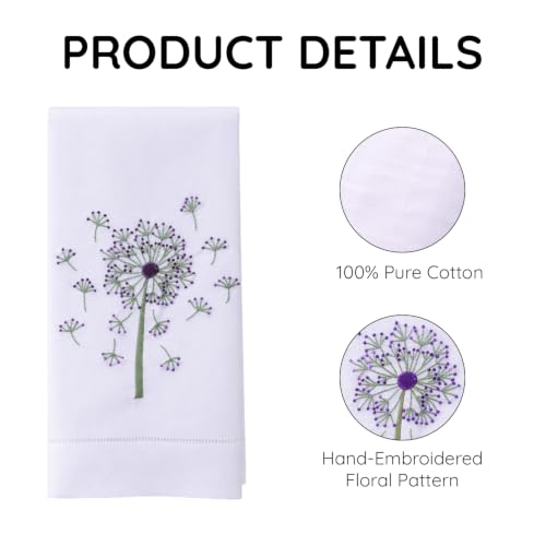 Bathroom Hand Towels Set of 2, Pink Purple Dandelion - color: 1153 - Pink Purple Dandelion