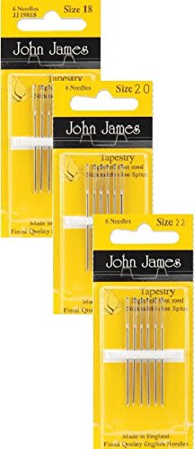 Tapestry Needles, Bundle: Sizes 18, 20 & 22 (6 Needles Each Pack)