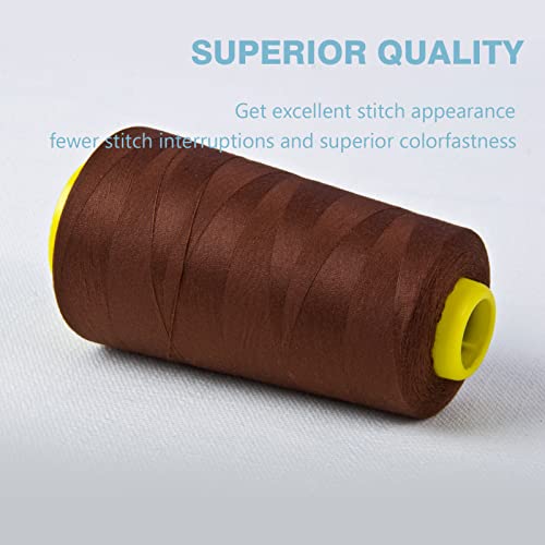 Brown Serger Thread All-Purpose Thread for Sewing, Polyester, 4 Cones of 3000 Yards Each Spool for Sewing Machine - color: 4 Brown
