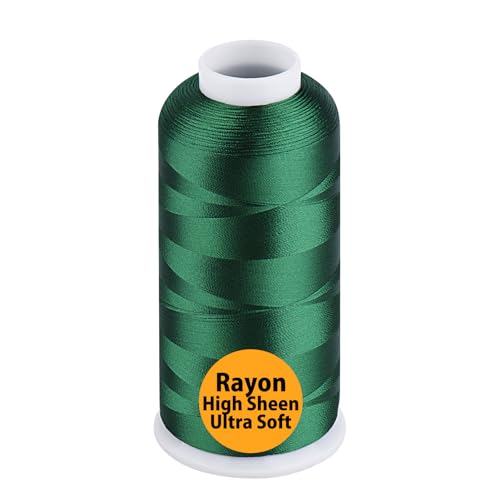 Simthread Rayon Embroidery Thread 5500 Yards Huge Spool, 40wt 100% Rayon Viscose for Commercial and Domestic Machines - Green 1103 - color: Green1103