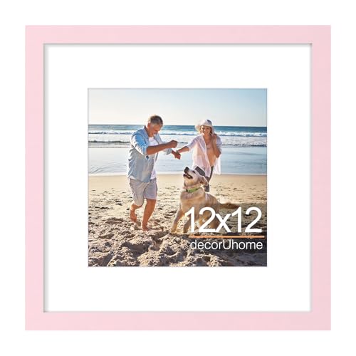 decorUhome 12x12 Picture Frame Fits 8x8 Photos with Mat, Pink - color: Pink, size: 12x12