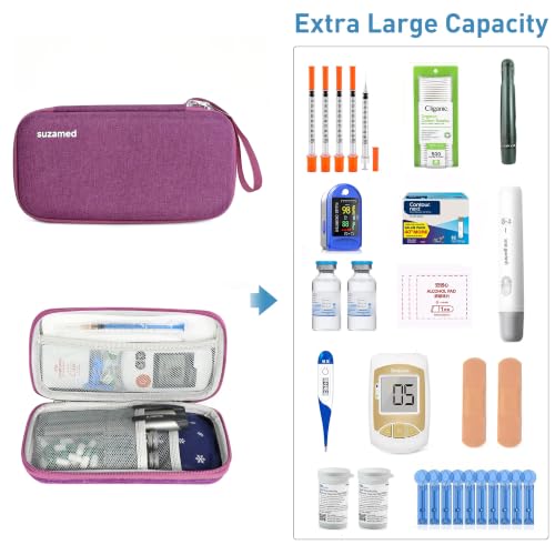 suzamed Insulin Cooler Travel Case, 2x150g Ice Pack TSA Approved, Burgundy - color: Burgundy