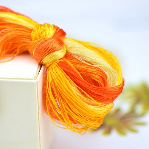 Natural Mulberry Silk Embroidery Thread – Yellow, 110m Each, Handmade Silk Floss for Hand Embroidery, Satin & Fringe Embroidery Thread（08） - color: 08