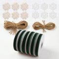 IDONGCAI Velvet Ribbon, Jute Twine & Lace Snowflake Craft Kit - color: Dark green