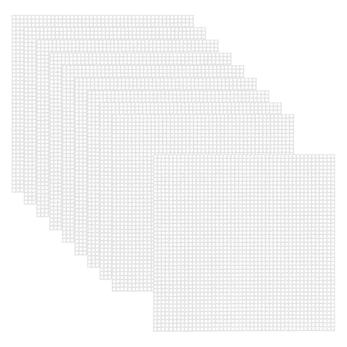 10 PCS Clear Mesh Canvas Sheets for Embroidery Making, Cross Stitch Plastic Aida Mesh Screen for Crafts DIY Crochet Projects - color: 10 PCS - Standard