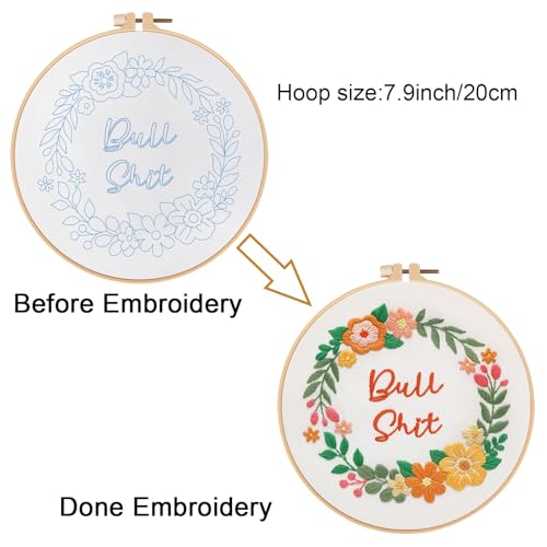 Louise Maelys Funny Flower Wreath Embroidery Kit for Beginners, DIY Craft - color: Pattern 22