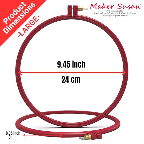 Maker Susan Plastic Embroidery Hoop, Hello Series Cross Stitch Hoops for Beginners, Punch Needle Hoop, Embroidery Frames for Sewing, Needlework, Embroidery Projects (Red, 2 Pcs Set) - style: Red