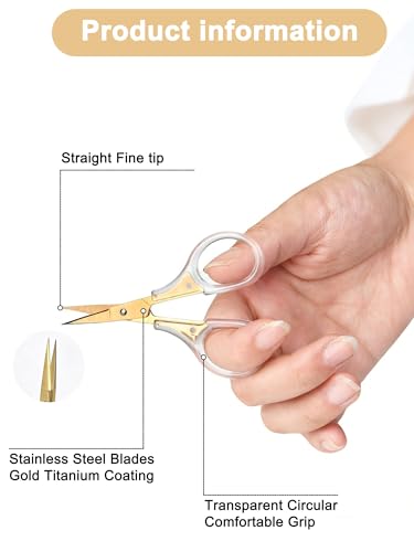 Small Scissors, 3" Travel Size with Safety Cover, NeedlePoint Fine Tip Precision Blades for Crochet, Yarn, Thread, Paper, Fabric Detail Cutting, Mini Shears for Sewing & Embroidery, 2-Pack - style: Straight Tip