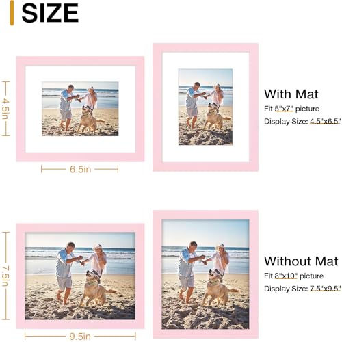 decorUhome 8x10 Picture Frame Fits 5x7 Photos with Mat, Pink - color: Pink, size: 8x10