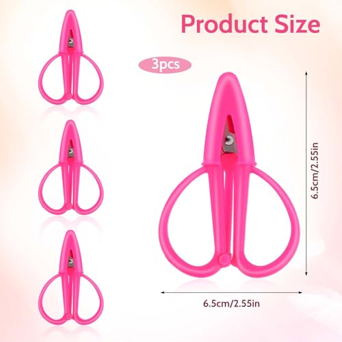 Mini Scissors, 3 Pcs 2.6x1.6 Inch Tiny Travel Scissors Portable Small Craft Scissor with Cover Stainless Steel Detail Sewing Scissor for DIY Embroidery, Paper Cutting, Sewing (Pink) - color: Pink
