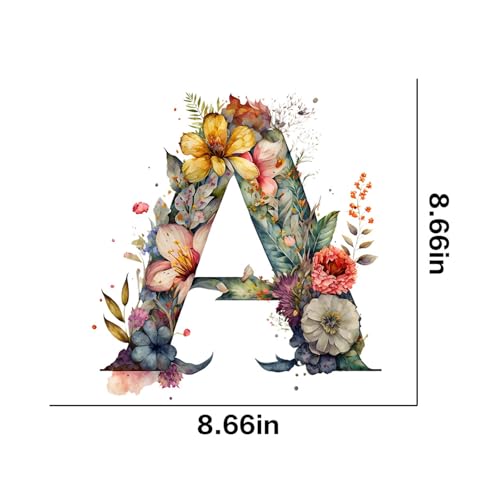 Iron on Letters Flower Patches for Clothing Alphabet Heat Transfer Vinyl Stickers Large Size Appliques for Shirts Jackets Bags DIY Craft - color: Flower Letter