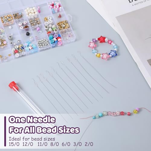 12pcs Twist Seed Bead Needle, Beading Needles 5.5inch Twisted Wire Foldable Eye Beading Needle for Jewelry Making Bracelet Necklace Jewelry Making - style: style 1