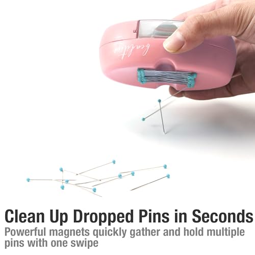 Beaditive Magnetic Pin Cushion with Drawer - Strong Magnet Pin Holder Cushions for Sewing - 50 Glass Head Quilting Pins Included - Chic Pincushion Caddy for Sewing Pins, Paper Clips, Screws – Pink - color: Pink