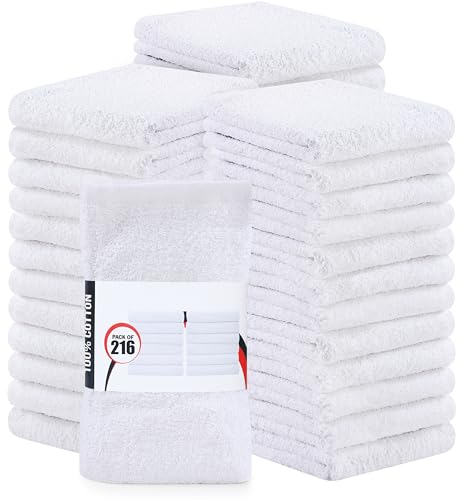 Bulk 216-pack Commercial Cotton Mop Towels, Hotels & Bar, 16x19 in, White - color: White, size: 216 Pack