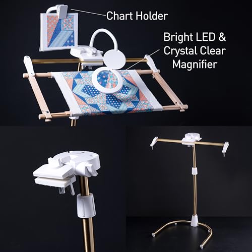 Daylight Company Stitchsmart Stand, Adjustable Embroidery Hoop Stand, Rotated Cross Stitch Stand, Hoop Holder, Hands Free Needlework Stand for Art Craft Sewing Projects,White - color: Stitchsmart Stand 2