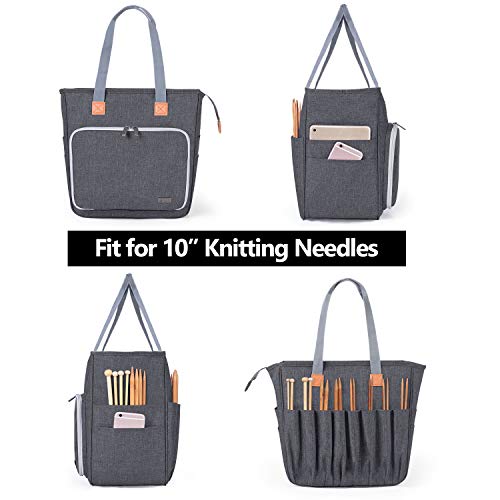 LUXJA Knitting Yarn Storage Tote Bag, Gray - color: Gray, size: Medium