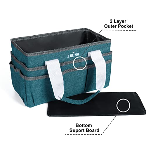JJRING Craft Organizer Tote Bag Art Storage Caddy Bluish Green - color: Bluish Green, size: Small