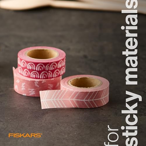 Fiskars 5" Non-Stick Micro-Tip Scissors for Sticky Materials, No. 5, White - size: 5”, style: Non-Stick