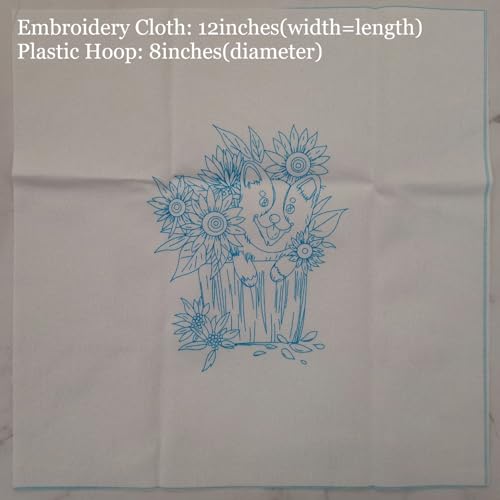 Esffaci Embroidery Starter Kit for Adult Beginner with Dog Sunflower Pattern Hand Embroidery Set with Embroidery Cloth Hoop Needle Threader Embroidery Floss and Instruction - color: Dog
