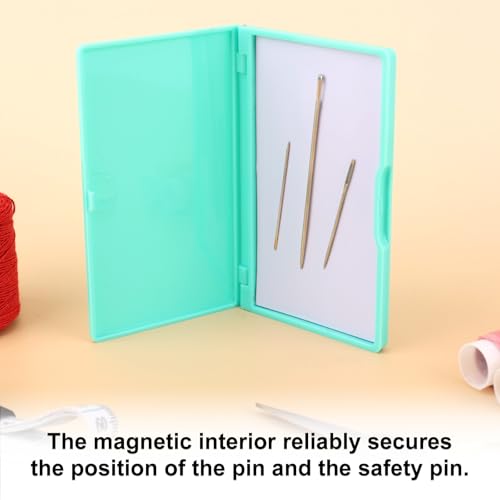 Magnetic Needle Case, Portable Travel Embroidery Needle Tin Holder Organizer Rectangle Strong Magnet Sewing Pin Storage Box for Sewing Enthusiasts Quilting Tailoring & Craft Supplies (Cyan) - color: Cyan