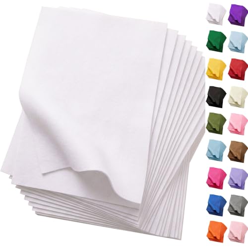 Soft White Felt Fabric Sheets for Crafts 8 x 12 Inch 20 Pcs 1.6mm Thick - color: White