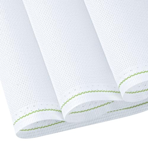 MYFAMIREA Cross Stitch Aida Fabric 11 Count, 59 by 39 Inch Large Size, Classic Reserve Cross Stitch Aida Cloth for Home DIY Embroidery Decoration - color: White, size: 11 CT 59 x 39In