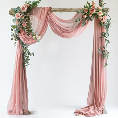 Wedding Arch Draping Fabric 1 Panel Dusty Rose Sheer Backdrop Drapes - color: Dusty Rose, size: 1 Panel