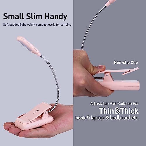 VAVOFO Rechargeable Book Light, Blue Light Blocking, Amber 1600K Clip On Reading Light, Eye Care 7 LEDs Kids Book Light for Reading in Bed with Power Indicator for Bookworms (Pink) - size: 1-Pack Pink