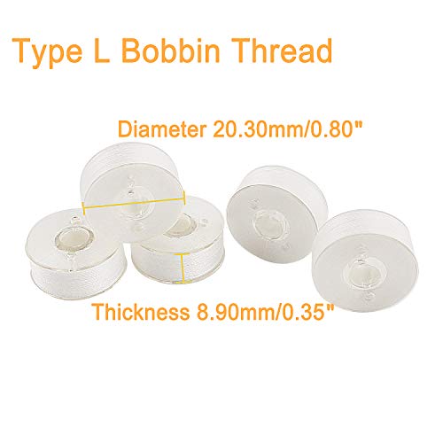 New brothread 144pcs Type L SA155 Prewound Bobbin Thread -White - color: 144pcs 90wt White
