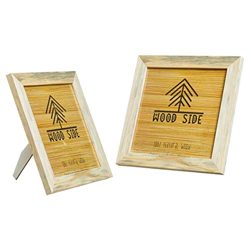 Rustic Wooden Square Picture Frames 8x8 - Set of 2 - Natural Solid Eco Wood with Real Glass for Wall Mounting and Tabletop Photo Frame - color: Natural