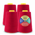 Mandala Crafts 40S/2 Cranberry Polyester 4 Pack of Serger Threads Cones - color: Cranberry, size: Pack of 4 40S/2 24000 YDs