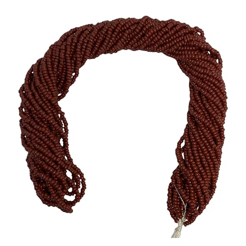 11/0 Glass Seed Beads, 12 String Hanks, Small Craft Beads, 2 mm (Brown) - color: Brown
