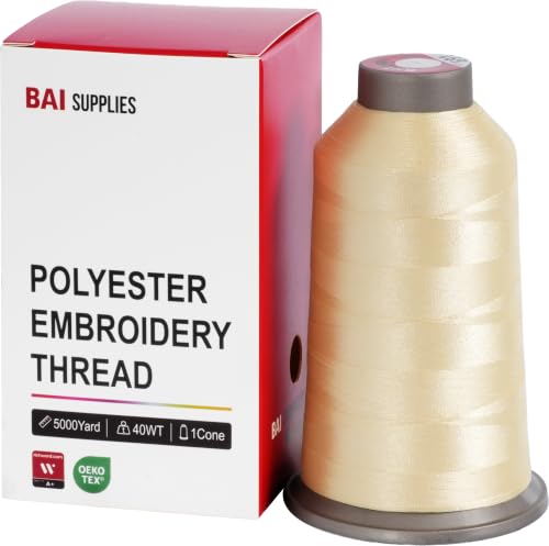 BAI Polyester Embroidery Machine Thread 5000 Yards Cream Yellow+691 - color: Cream Yellow+691